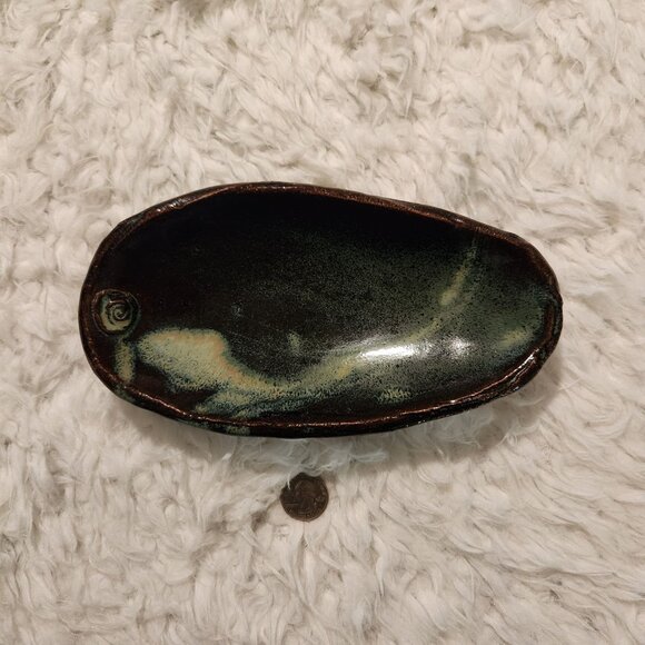 Handcrafted Marked Pottery Ceramic Trinket Dish Boho, Cottage, - Picture 1 of 10